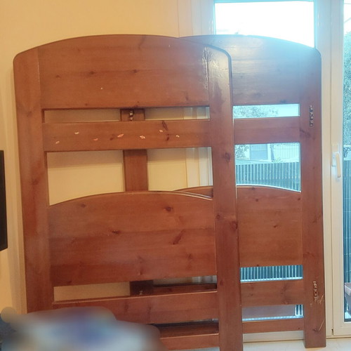 Wooden bunk bed used, 6 pieces, no slats or ladder