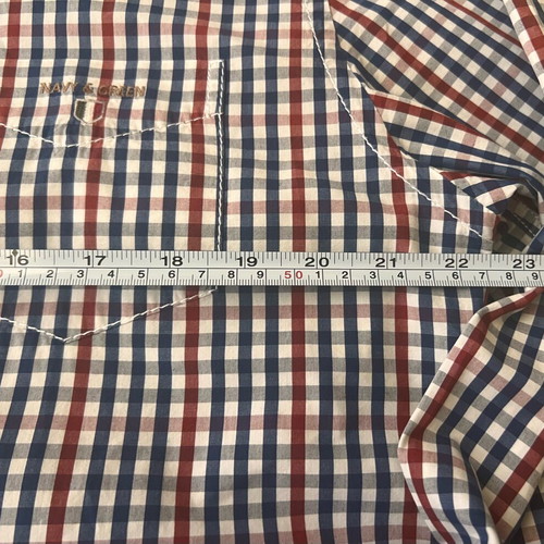 Navy & Green men's cotton shirt used, checkered, size large