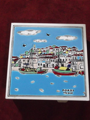 Handmade Match and Cigarette Box with Poros Tile, Used