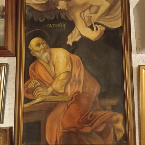 Oil painting copy of Michelangelo Merisi Caravaggio's Saint Matthew and the Angel, like new