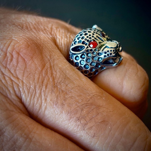 Red-Eyed Leopard Stainless Steel Ring US 9, M FORGE