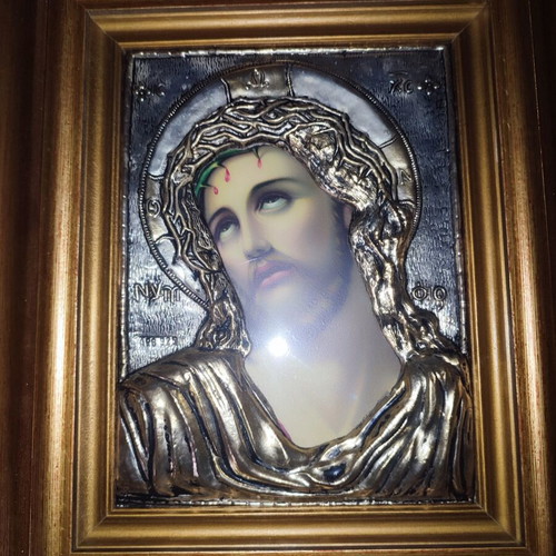 The Bridegroom Silver 925 and 24K Gold Icon, New, 43x34 cm