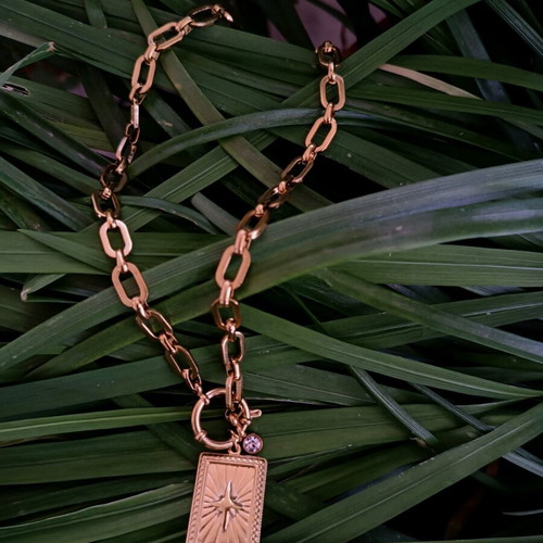 Handmade gold-colored necklace made of stainless steel new