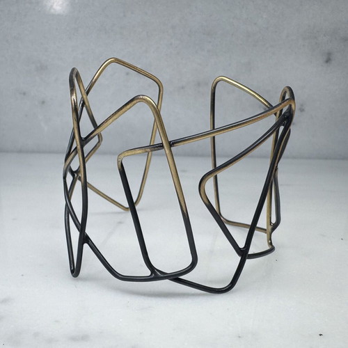 Black/Gold Cuff Bracelet New with Geometric Shapes