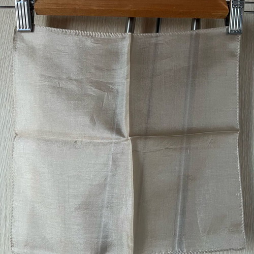 Silk pocket square used, champagne color