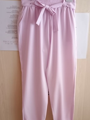 Pants like new, size M, purple with elastic waist and belt