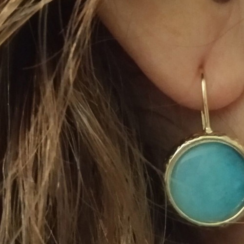 Metal earrings new with turquoise stone