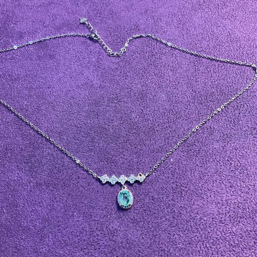 Silver necklace with natural emerald and certificate of authenticity