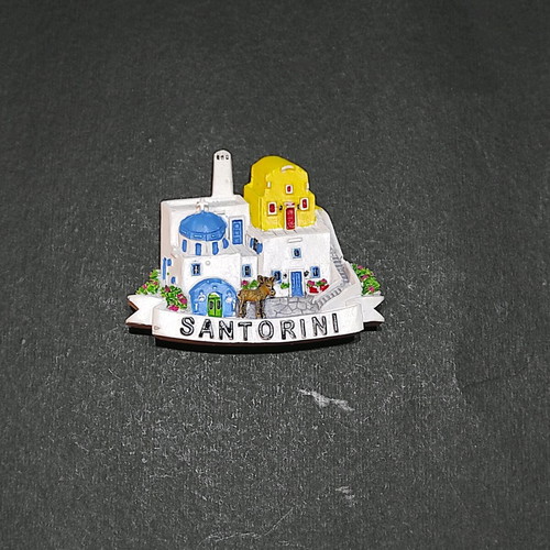 Embossed souvenir magnet from Santorini new