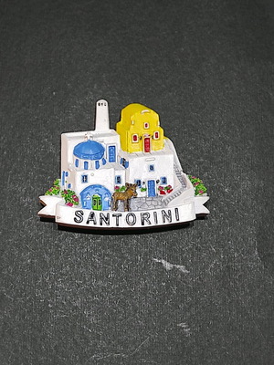 Embossed souvenir magnet from Santorini new
