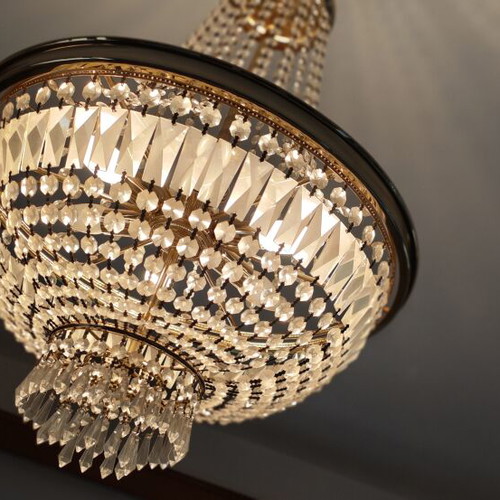 Vintage Empire Basket crystal chandelier, solid brass & Bohemia crystals