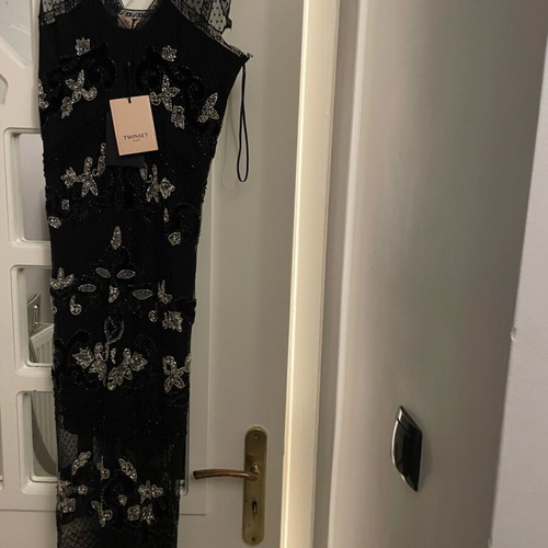 Twinset dress with sequins new, size M 38 10, black and silver