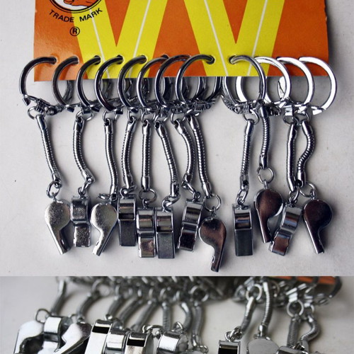 Card with 12 old metal whistle keychains from 1980s new