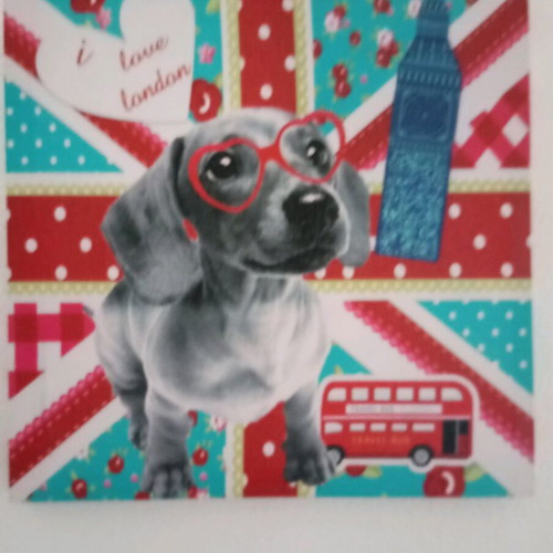 CLEARANCE ONLY for today at 5 EUROS. Painting with a puppy from London.