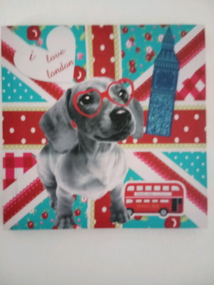 CLEARANCE ONLY for today at 5 EUROS. Painting with a puppy from London.