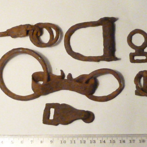 Antique iron items from Revival horse ammunition used, hand-forged iron