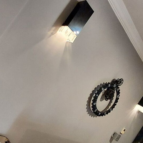 Custom Made wall light pair, black with decorative transparent detail