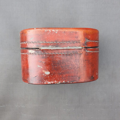 Vintage Chinese Red Lacquered Leather Box with Gilded Dragon and Phoenix