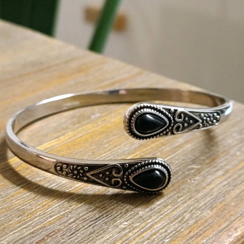 Vintage women's adjustable embossed steel bracelet new