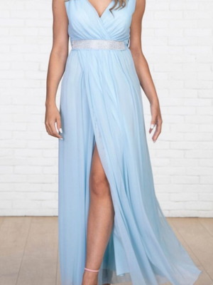 Maxi dress made of tulle with rhinestone belt, like new