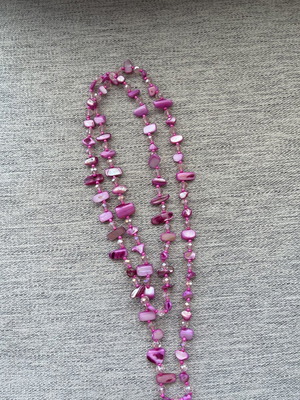 Pink Bohemian Necklace New Handmade Style with Shell and Crystal Beads