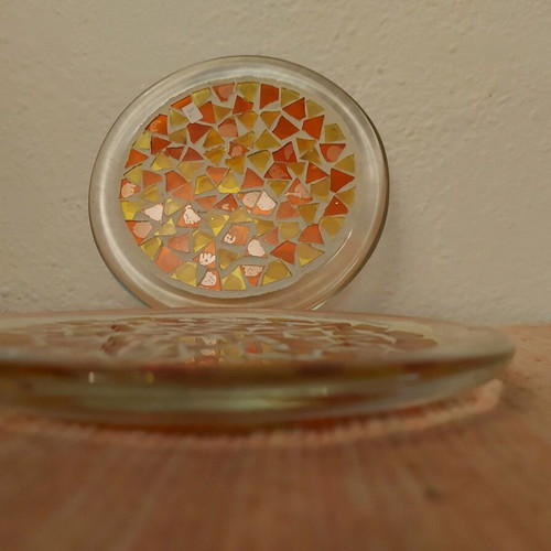 Glass coasters set of 2 pieces new