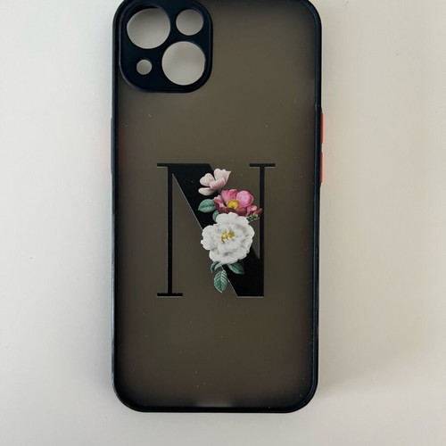 iPhone 13 case like new with monogram N and red button details