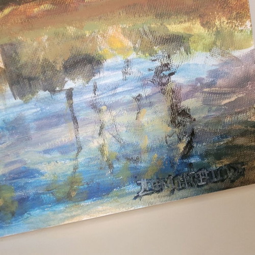 Painting new, Reflection on the lake in the afternoon, acrylic on canvas 46x38 cm