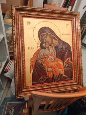 Icon Panagia Glykofilousa handmade large size new