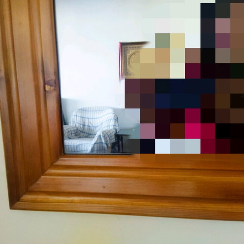Large wooden mirror with slightly tinted glass, like new, 1.07x0.93m