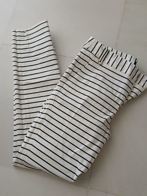 Zara striped straight-leg nautical pants new, white and blue