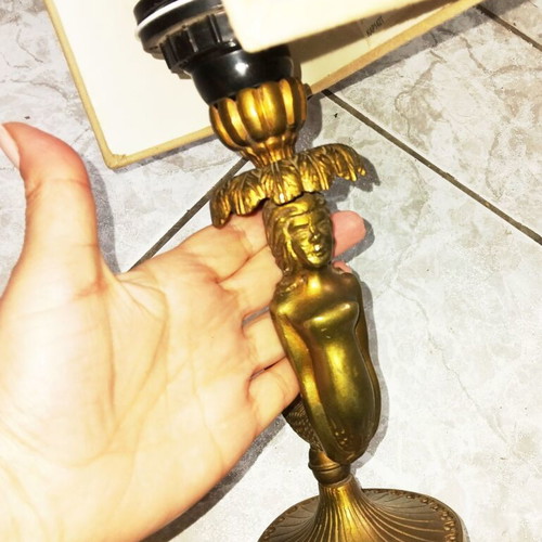 Vintage table lamp mermaid solid brass used