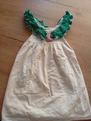 Marks & Spencer girls dress used, boho style with green embroidered collar