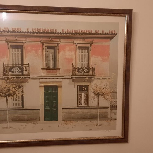 Silk Screen Print Neoclassical by Christodoulos Galtemis like new, framed