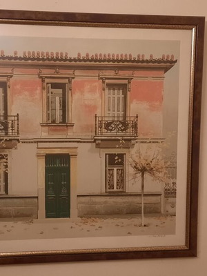 Silk Screen Print Neoclassical by Christodoulos Galtemis like new, framed