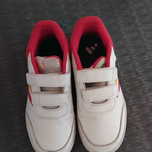 Adidas Tensaur Sport 2.0 kids shoes, white with red details, size 35