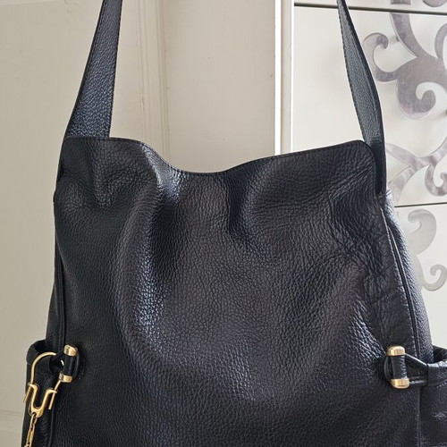 Almada leather shoulder bag used, blue