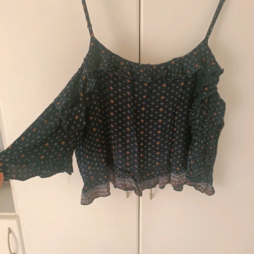 Women's top with straps and blue boho design, new