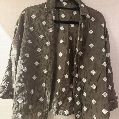 Zara shirt, green, size S / 36 / 8, linen-like