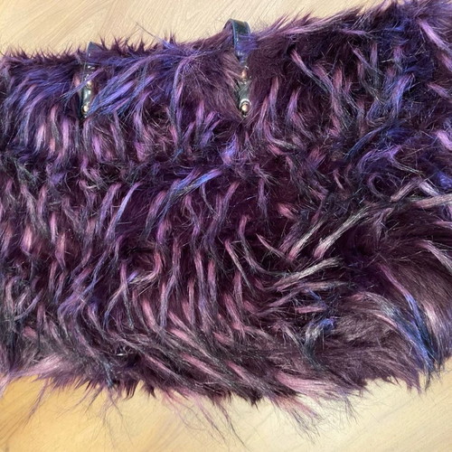 Vintage large shoulder bag with fur and patent leather new, unused