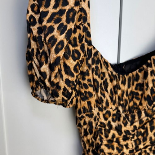 zara leopard dress Zara Animal Print Puff Zipper Sleeve Dress- Size S – The Saved Collection main image 1