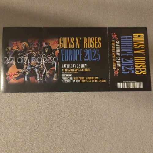 Guns N Roses souvenir ticket from last Greece concert like new