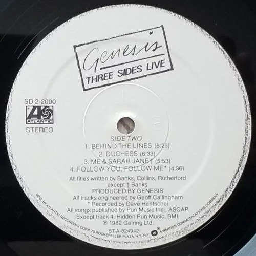 Genesis Three Sides Live vinyl album used, rock