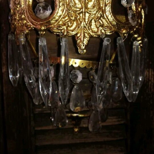 Vintage set of wall sconces with crystals like new