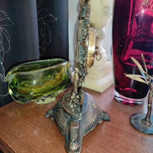 Vintage baroque brass mechanical mantel clock.