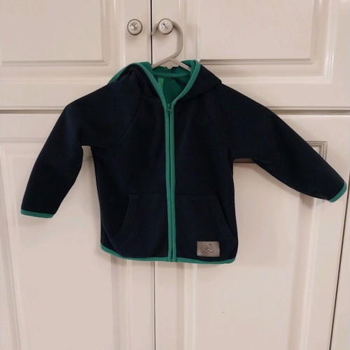 Benetton kids fleece jacket like new, for 2-3 years, blue and green