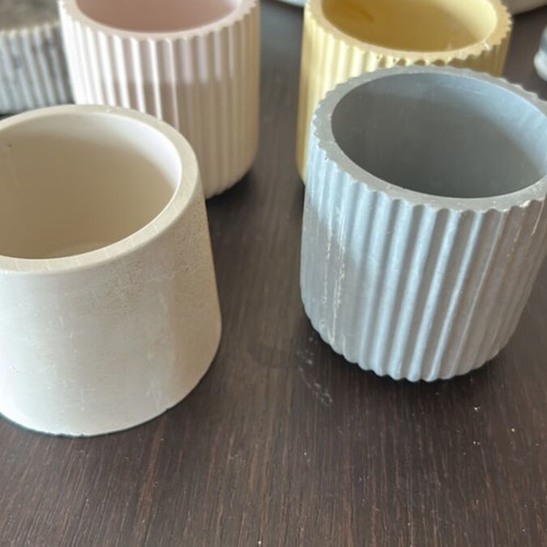 Small handmade plaster flower pots new