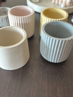 Small handmade plaster flower pots new