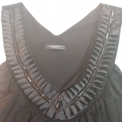 Rouge blouse L black with cut-out shoulders and embroidered neckline new