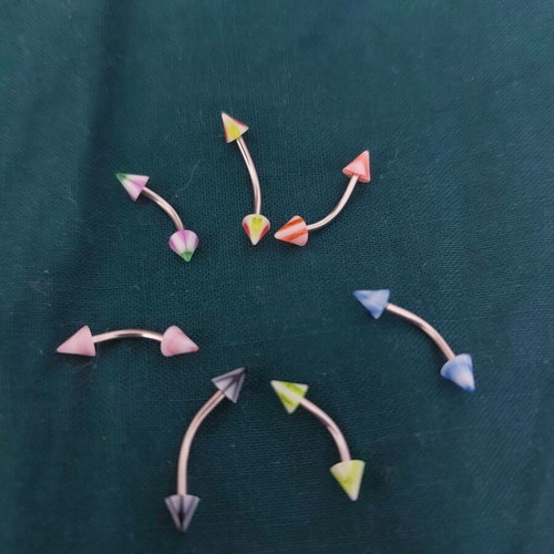 Eyebrow earrings set of 7, multicolor, like new